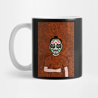 MaleMask NFT with ChineseEye Color and GreenSkin Color - Doodle Style Mug